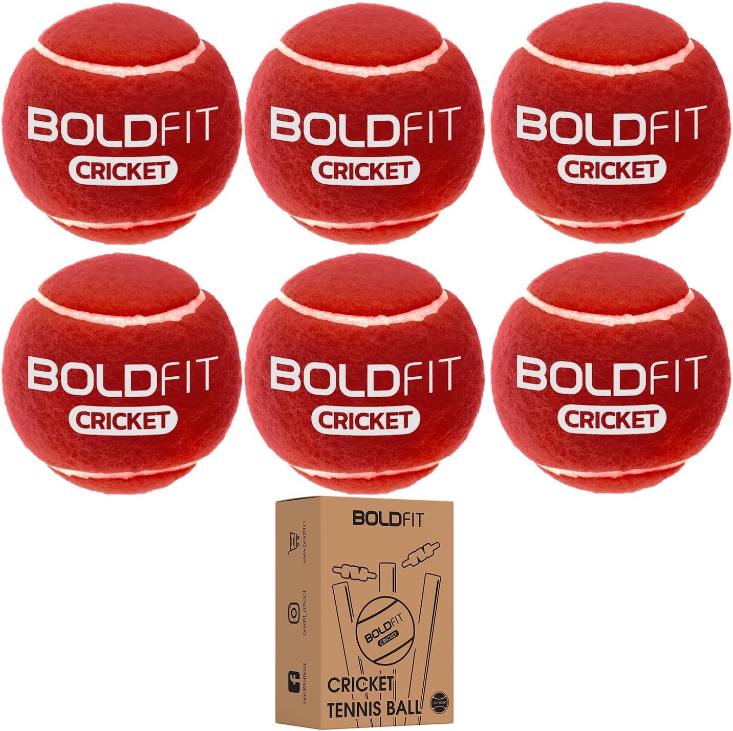 Boldfit Tennis Ball for Cricket Ball for Tournament Street Match Lawn Court Soft Tennis Ball 6 Pcs
