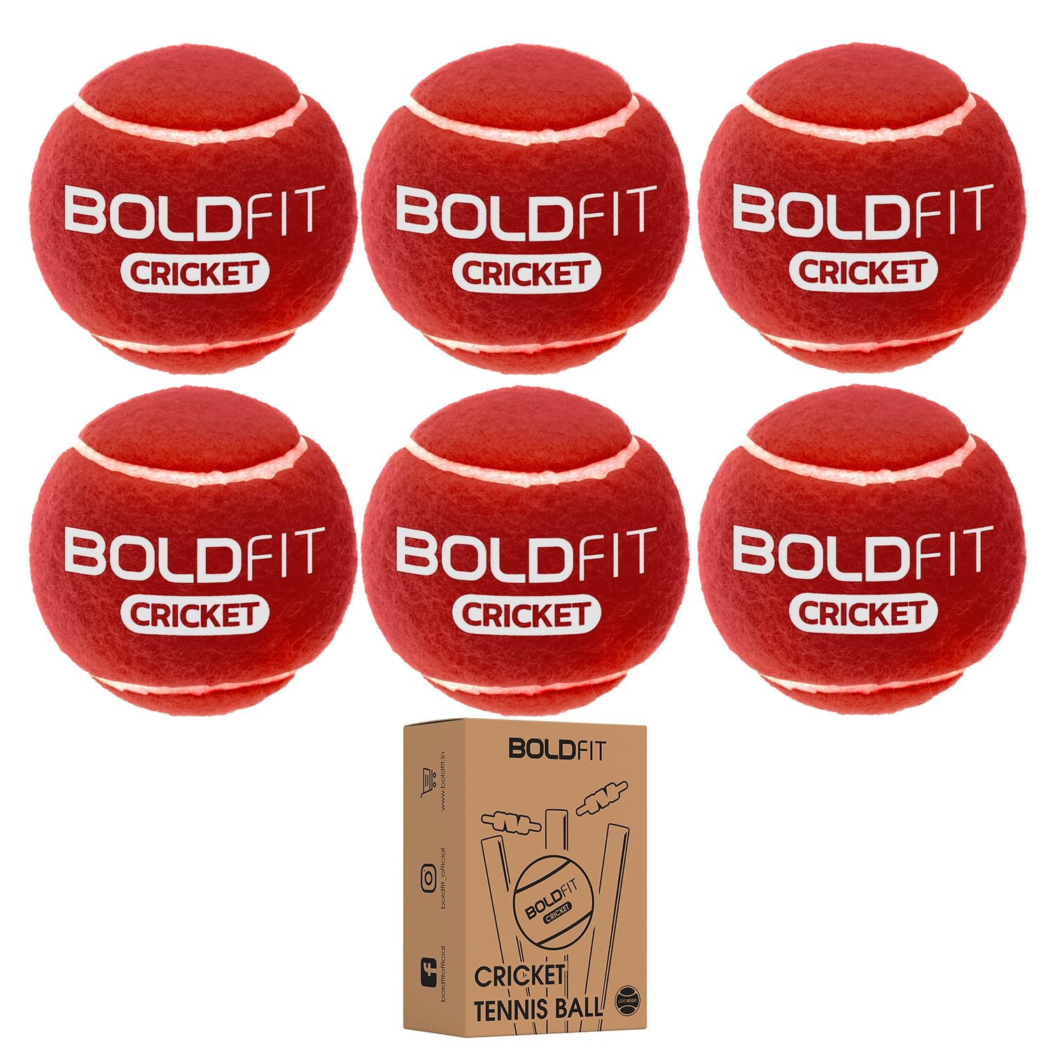 Boldfit Tennis Ball for Cricket Ball for Tournament Street Match Lawn Court Soft Tennis Ball 6 Pcs