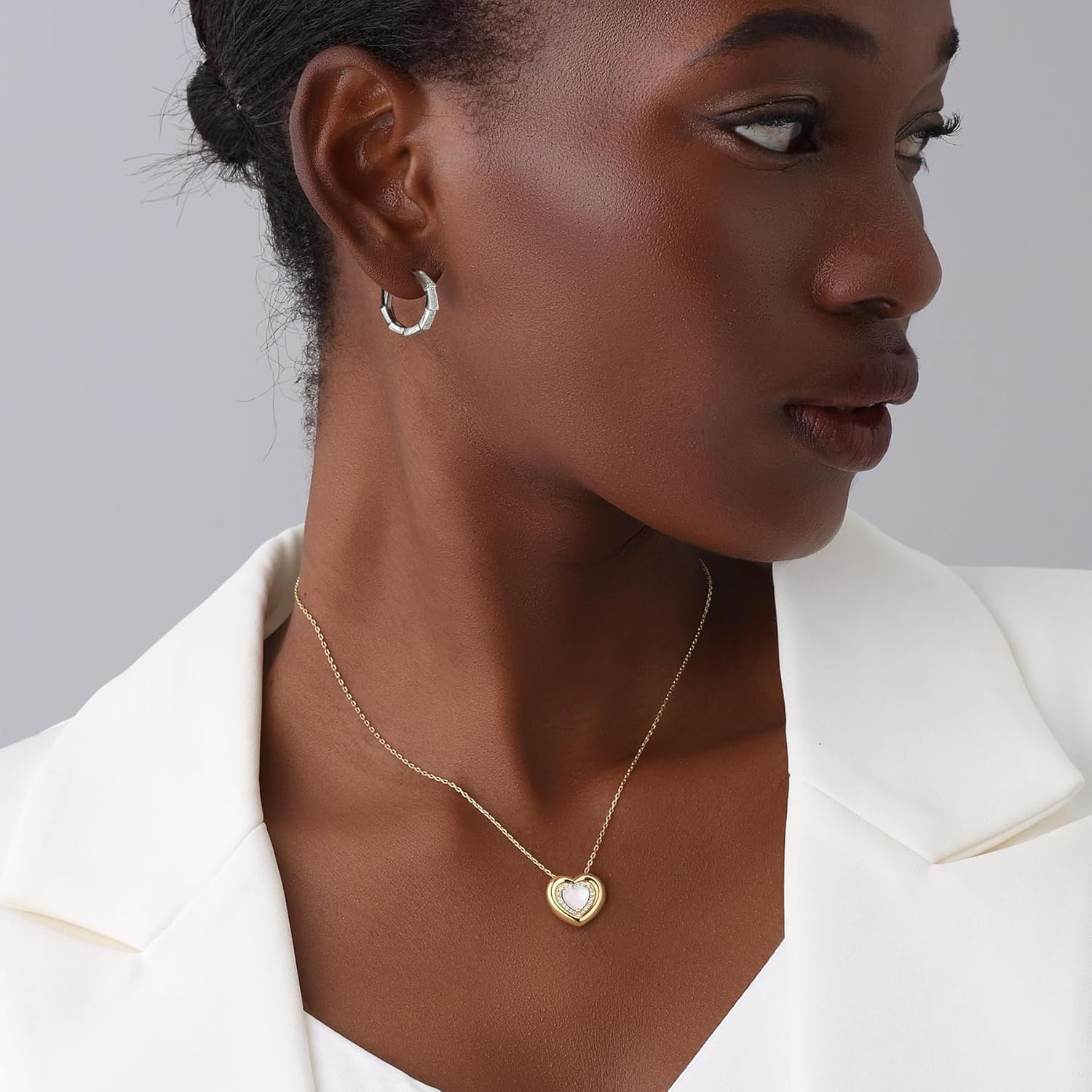 Kstyle Valentine's Day Gifts for Women - 14K Gold Filled 925 Sterling Silver Heart Birthstone Pendant Necklaces, Anniversary Birthday Jewelry Gifts for Wife Daughter Mom Grandma, Non Tarnish 16"+2" - Image 3