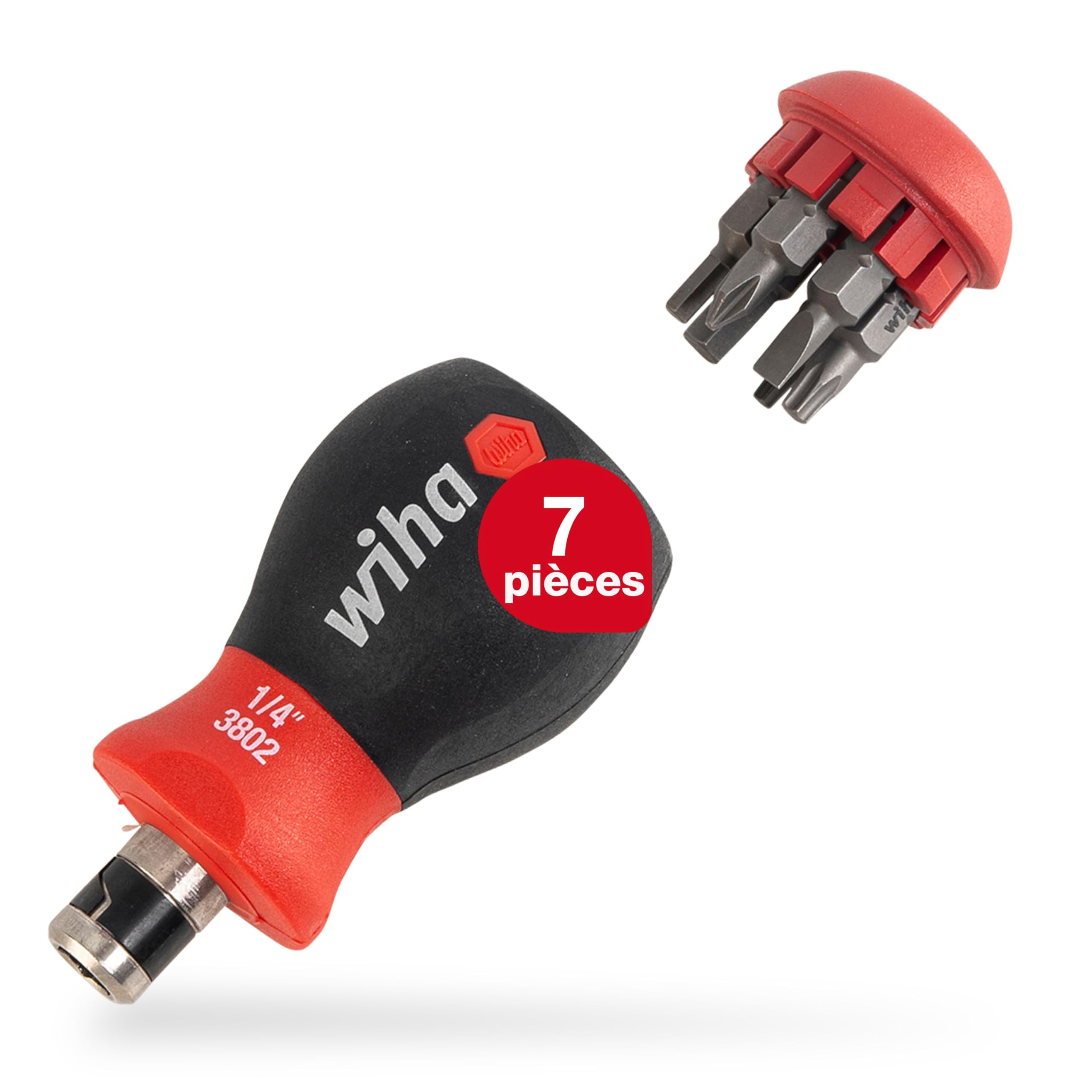 Tournevis Stubby Wiha avec chargeur de douilles en lot de 7 doubles (43613)