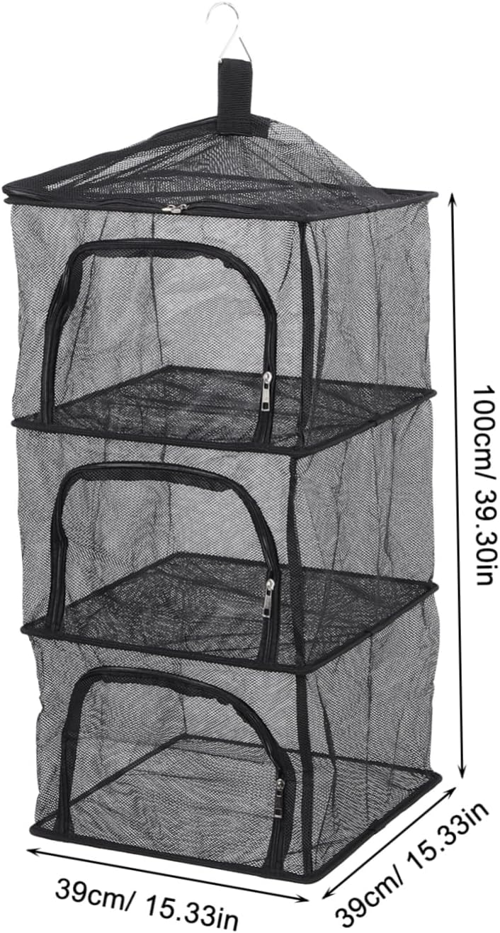 IMIKEYA Breathable Open-mesh Drying Net Multi-Function Fruit Vegetable Rack Outdoor Towel Drying Rack Easy to Open Zipper