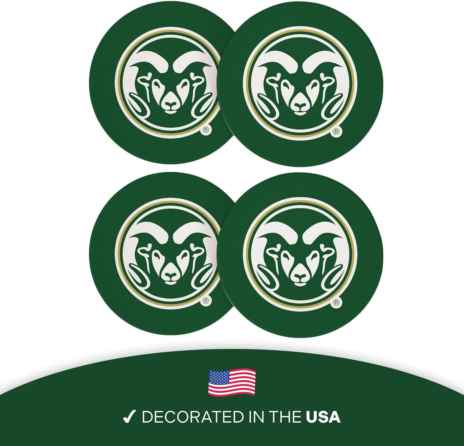 Desert Cactus Colorado State University Circle Ceramic Coasters 4 Pack Rams CSU Absorbent Drink Coasters with Cork Backing (Design A) - Image 4