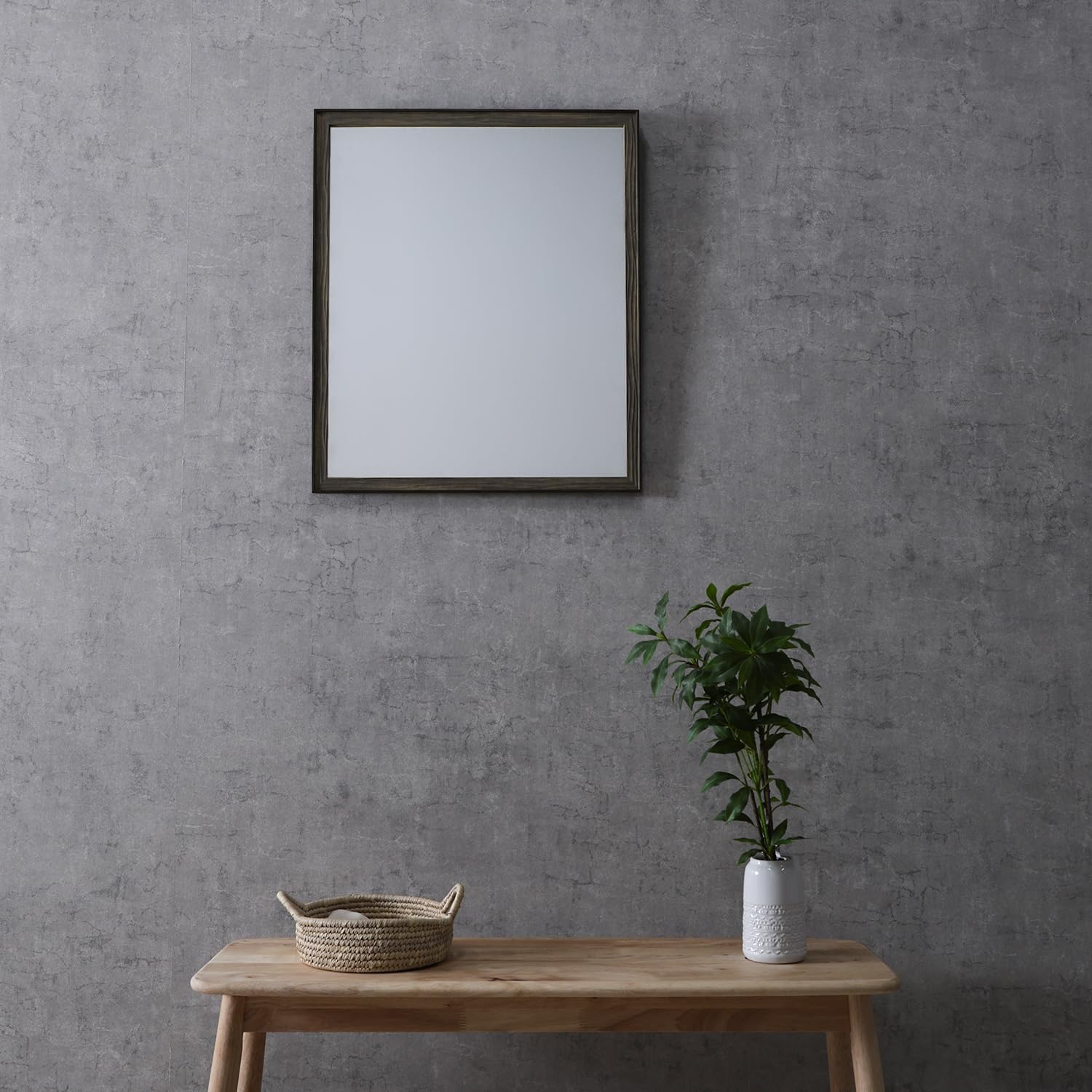 不二貿易(Fujiboeki) Fuji Boeki 41409 Mirror, Wall Mounted Mirror, Tabletop Mirror, Cosmetic Mirror, Width 21.7 x Height 25.6 inches (55 x 65 cm), Brown Baum