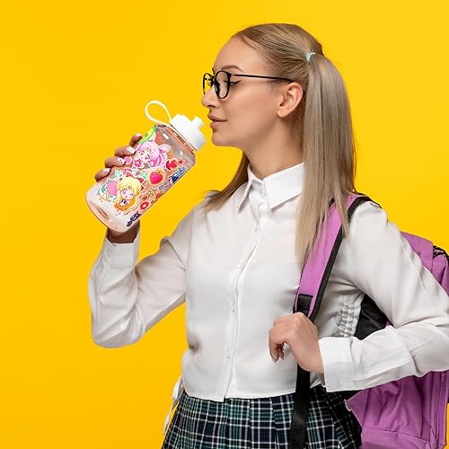 Miniatura 2 de JUST FUNKY Sailor Moon - Botella de agua de cristal  Botella de agua de 34 onzas con personajes de Sailor Moon Crystal Chibi  Decoración para el