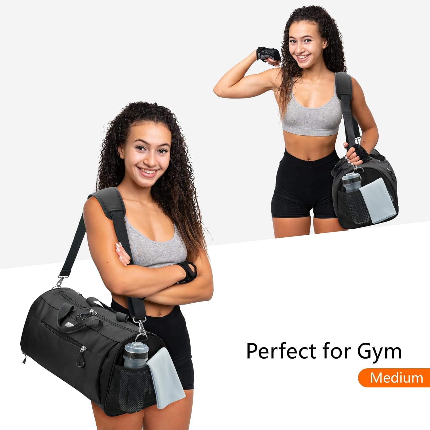 TOPDesign Gym Bag for Women & Men, Unisex Duffel Bag with Shoe Compartment & Wet Pocket for Travel Sports Gym (M Black) - Image 3