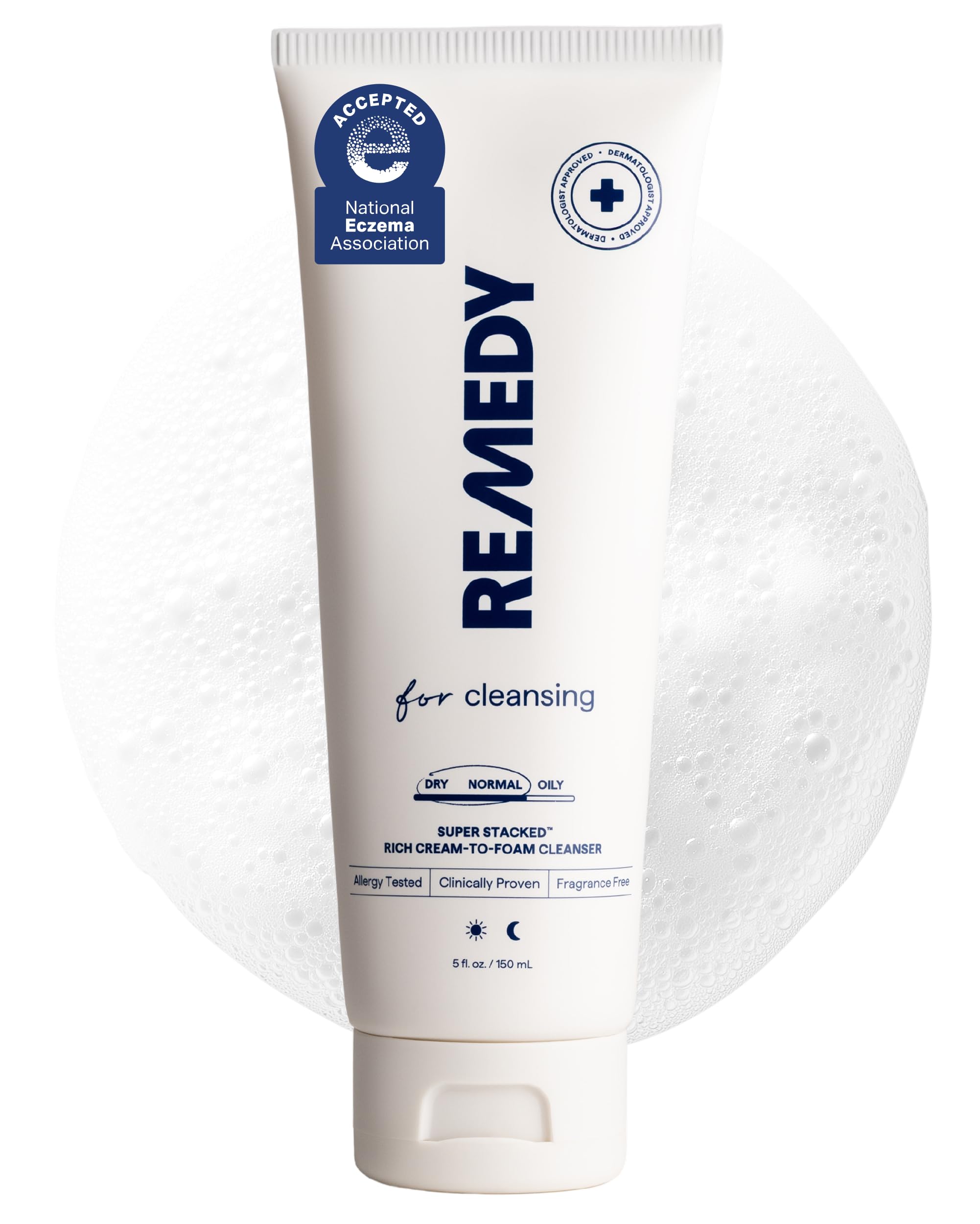 Remedy Rich Cream-to-Foam Cleanser with Ceramides for Face & Body - Remedy for Cleansing - Gentle Super Stacked Hydrating Face Wash by Dermatologist Dr. Shah - Fragrance Free - 5 fl. Oz