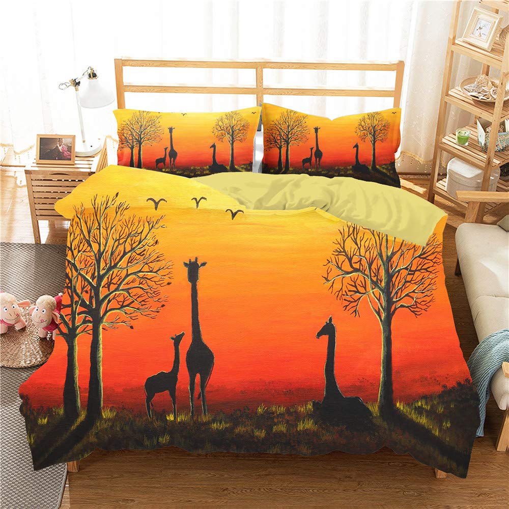 Housse de couette 140x200 en microfibre douce et respirante avec 2 taies 65x65 cm