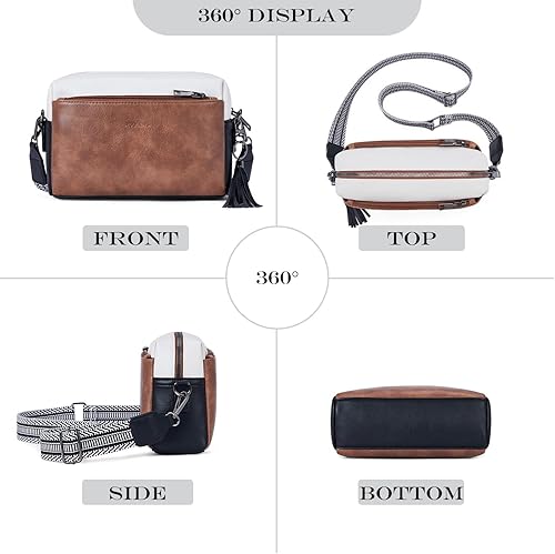 Miniatura 4 de Roulens Bolsa cruzada pequeña con triple cremallera para mujer, correa ancha para teléfono, bolsa de hombro con ranuras para tarjetas de crédito