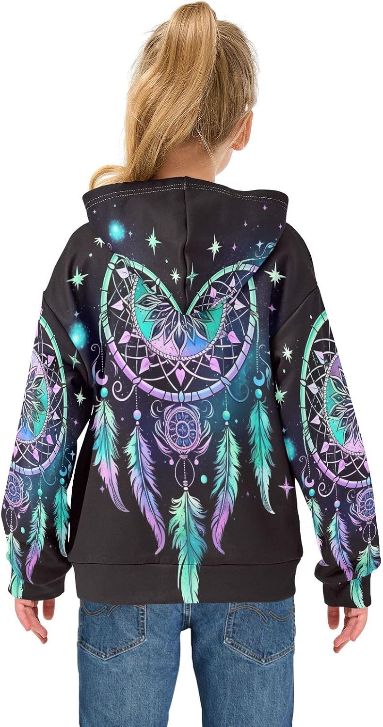 ALAZA Dreamcatcher Boho Galaxy Hoodies Sweatshirt for Boys Girls Kids Hooded Pullover Top