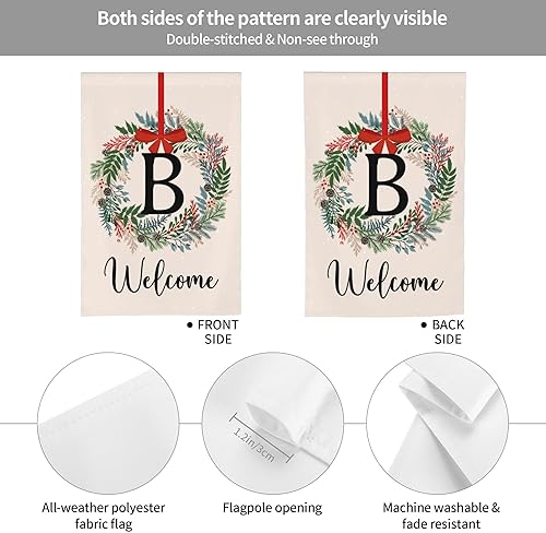 Miniatura 5 de Bandera de Navidad personalizada para jardín, banderas personalizadas para decoración del hogar, banderas familiares con letra B para patio,