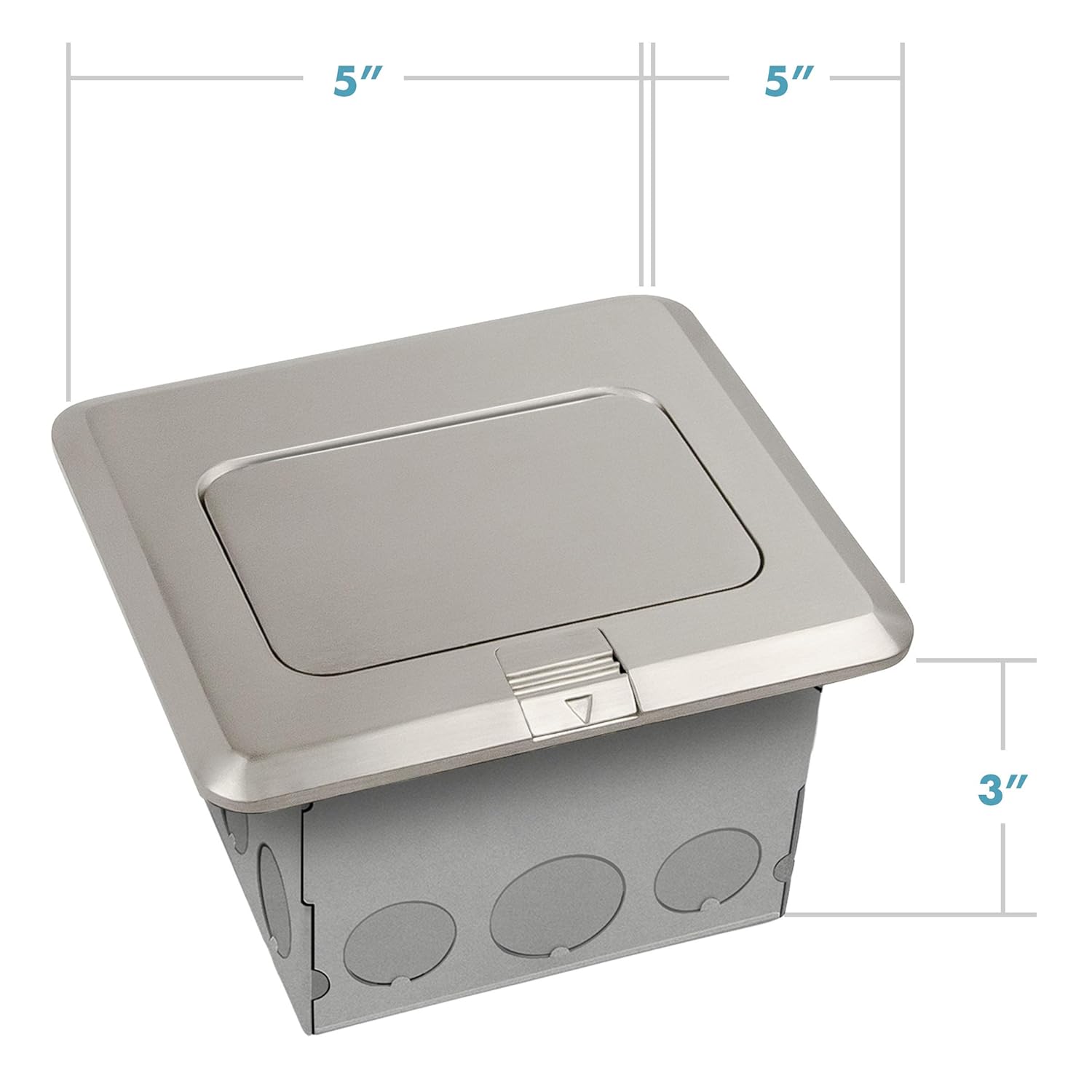 ENERLITES Pop-Up Square Floor Box Kit, 4.75” x 5.46”, 2.1A USB Charging, 20A Tamper-Resistant Receptacle, Watertight Gasket and Corrosive Resistant Hardware, 961243-S-USB