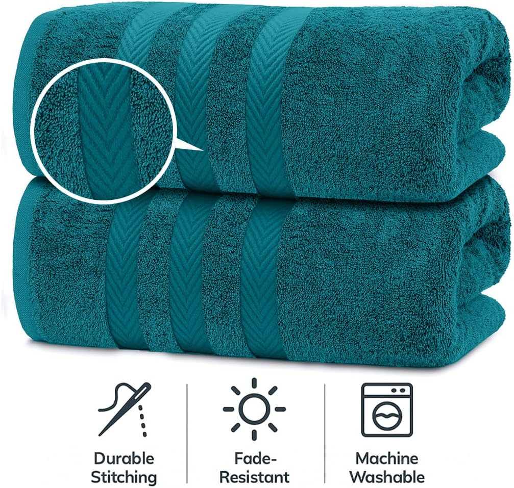 RIVERSIDE Pack of 2 Extra Large Bath Sheets 35 x 70 Inches - 100% Ring Spun Cotton Hotel Quality Oversized Bath Towels - Super Soft, Highly Absorbent & Quicker to Dry - Teal