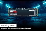 Disque SSD SAMSUNG 990 PRO 2To PCIe Gen4 NVMe M.2, jusqu'à 7 450Mo/s, vitesse rapide pour le contrôle de la chaleur en gaming, stockage direct et expansion de mémoire, MZ-V9P2T0B/AM [Version Canada]