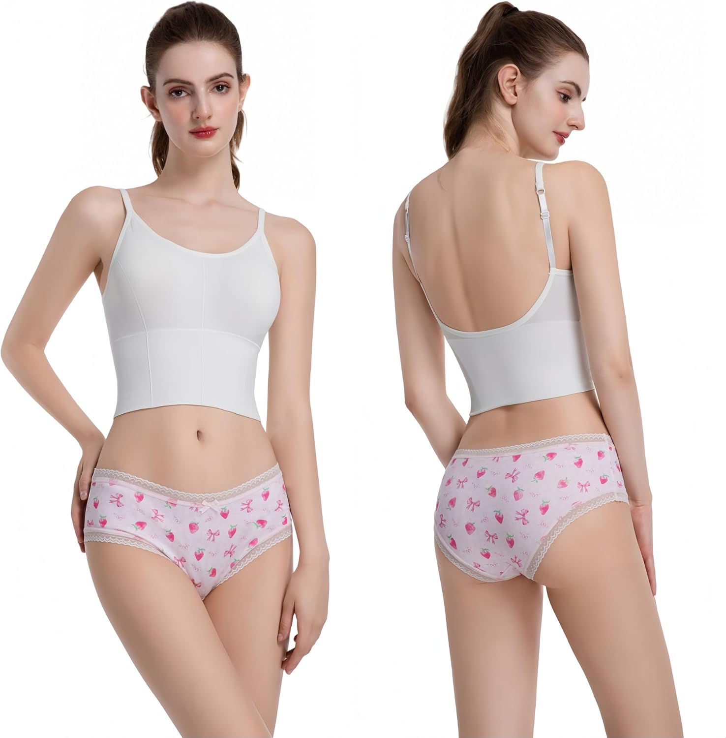 Sweet & Cute! Women's Printed Lace Bikini Briefs - 4-Pack Floral Animal Underwear Set - Image 2