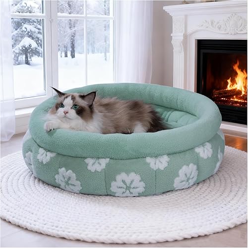 Miniatura 13 de BALANCE Camas para gatos de interior, cama redonda lavable para gatos, bonita cama para gatitos con parte inferior antideslizante para gatitos y
