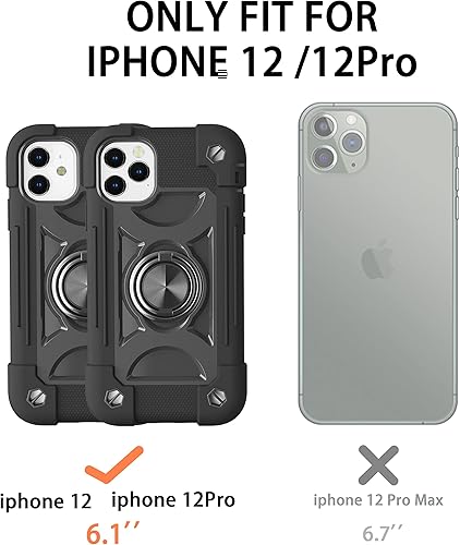 Miniatura 7 de MARKILL Funda compatible con iPhone 1212 Pro de 6.1 pulgadas con soporte de anillo giratorio de 360 grados, protección contra caídas de grado