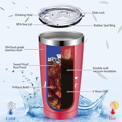 Miniatura 2 de Vaso de vino de acero inoxidable con tapa y pajilla, 20 onzas, vasos de vino aislados con llavero (colores brillantes, 6 juegos)