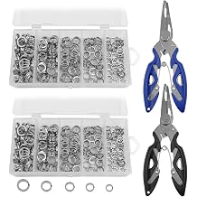 400 PCS High Strength Heavy Stainless Steel 30lb to 95lb Split Ring Lure Connector and 2 PCS Fishing Pliers, Heavy Duty Bait Rings, Tackle Connectors