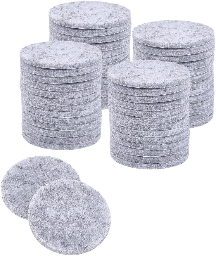 60Pcs Felt Self-Adhesive Furniture Pads Non Slip Chair Leg Table Feet Protection Pads Anti Skid Furniture Grippers Floor Protectors for Sofa Bed Couch Stoppers Flat Round Silver 40x3mm