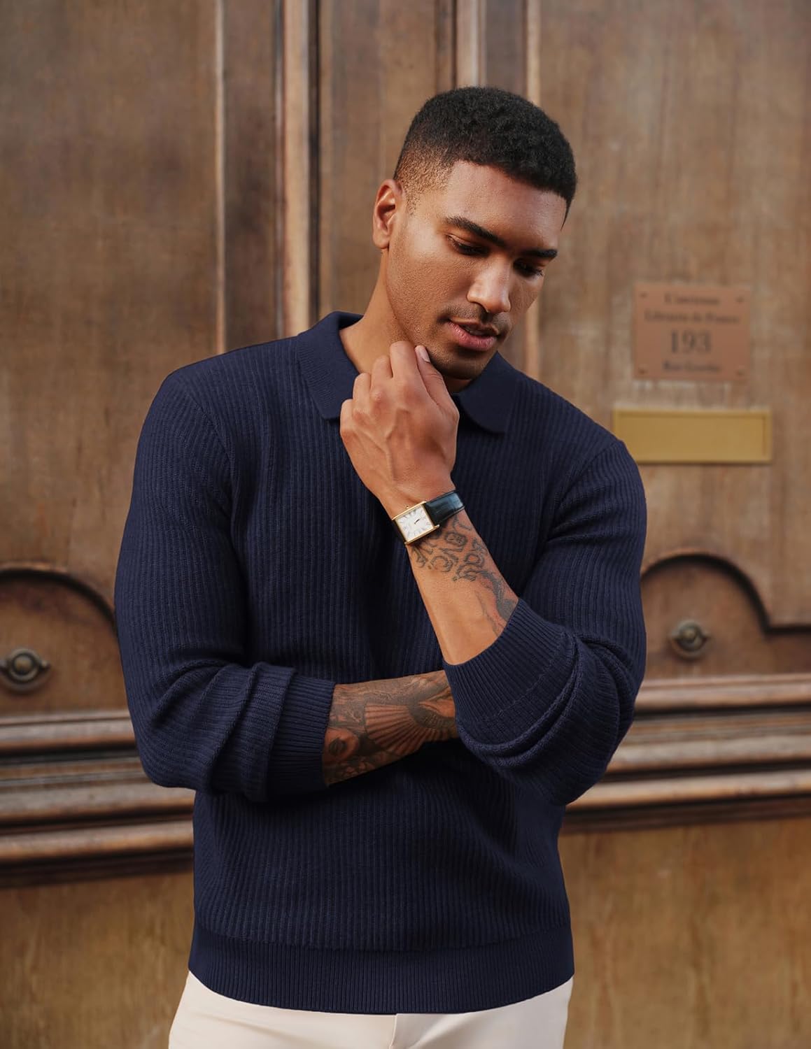 PJ PAUL JONES Mens Sweater Cable Knit Polo Collar Sweaters for Fall Winter - Image 6