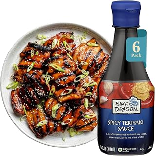 Blue Dragon Spicy Teriyaki Sauce, 10.5 Oz (Pack of 6), Dipping Sauce, Marinade, Squeezy Bottle, Vegan