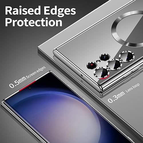 Miniatura 4 de Funda para Samsung Galaxy S22 Ultra, fundas para s22u. Magnética metálica, brillante, delgada, transparente, de lujo, suave, a prueba de golpes,