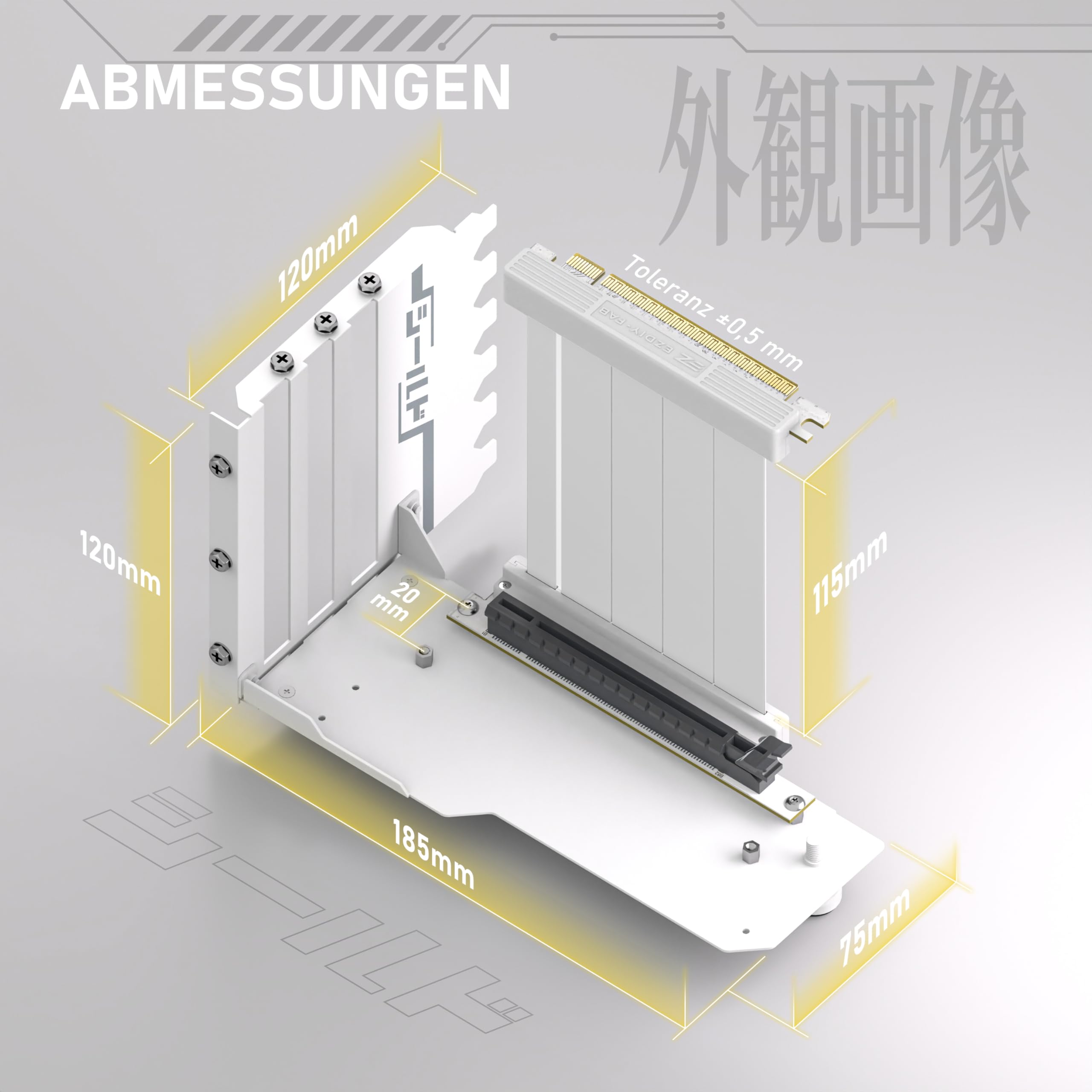 EZDIY-FAB Shield Series - Soporte vertical para GPU para tarjetas gráficas, cable elevador PCIe 4.0 de alta velocidad, extensión flexible de 115 mm, conector de 90°, compatible con ranuras PCIe