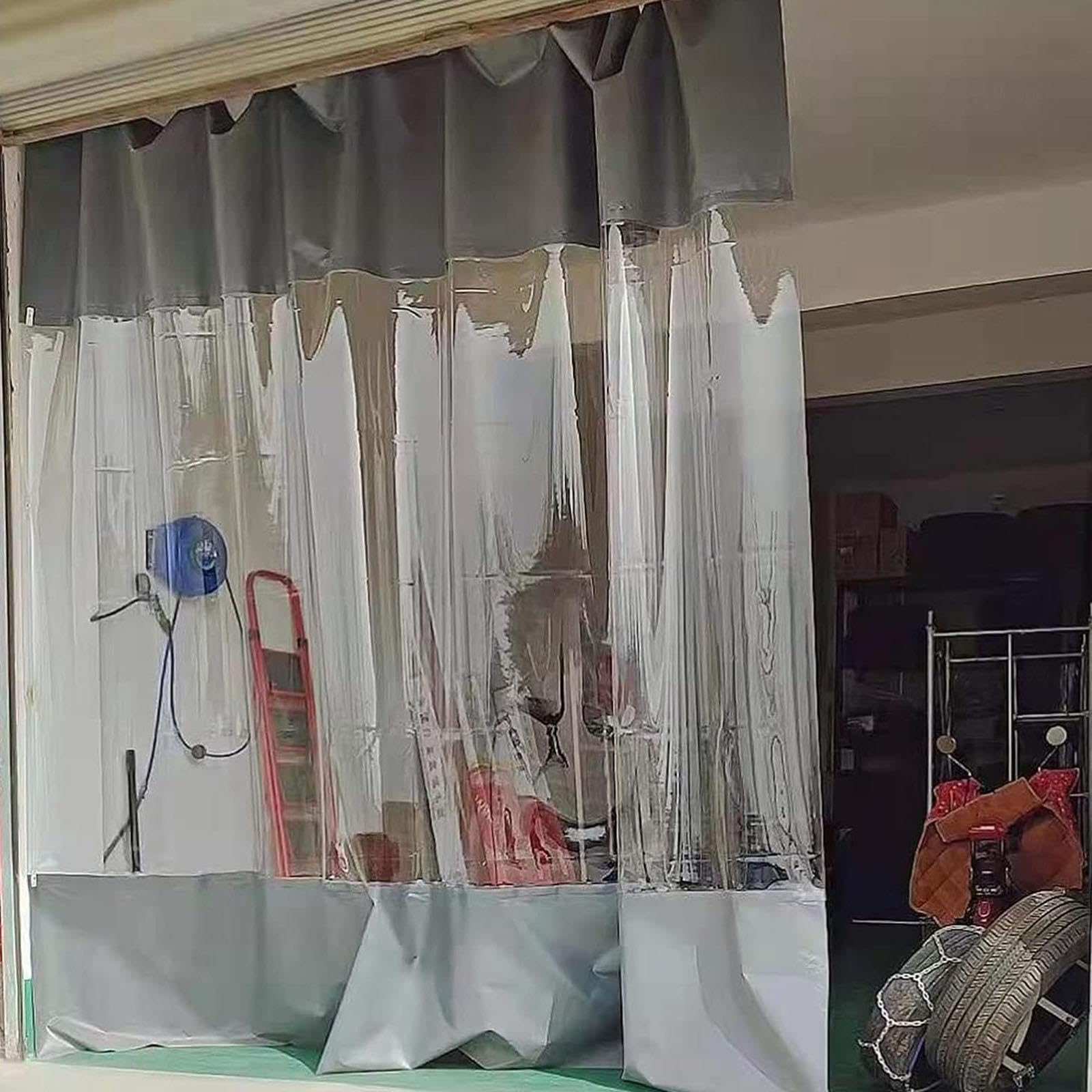 Jolan Pvc Waterproof Transparent Tarpaulin,Outdoor Grey Clear Tarp Curtains,Pergola Gazebo Patio Carport Tarpaulin Side Panels,Partition Curtains,With Grommets,Weatherproof,W×H-1.2×2.5m(3.9 * 8.2ft)