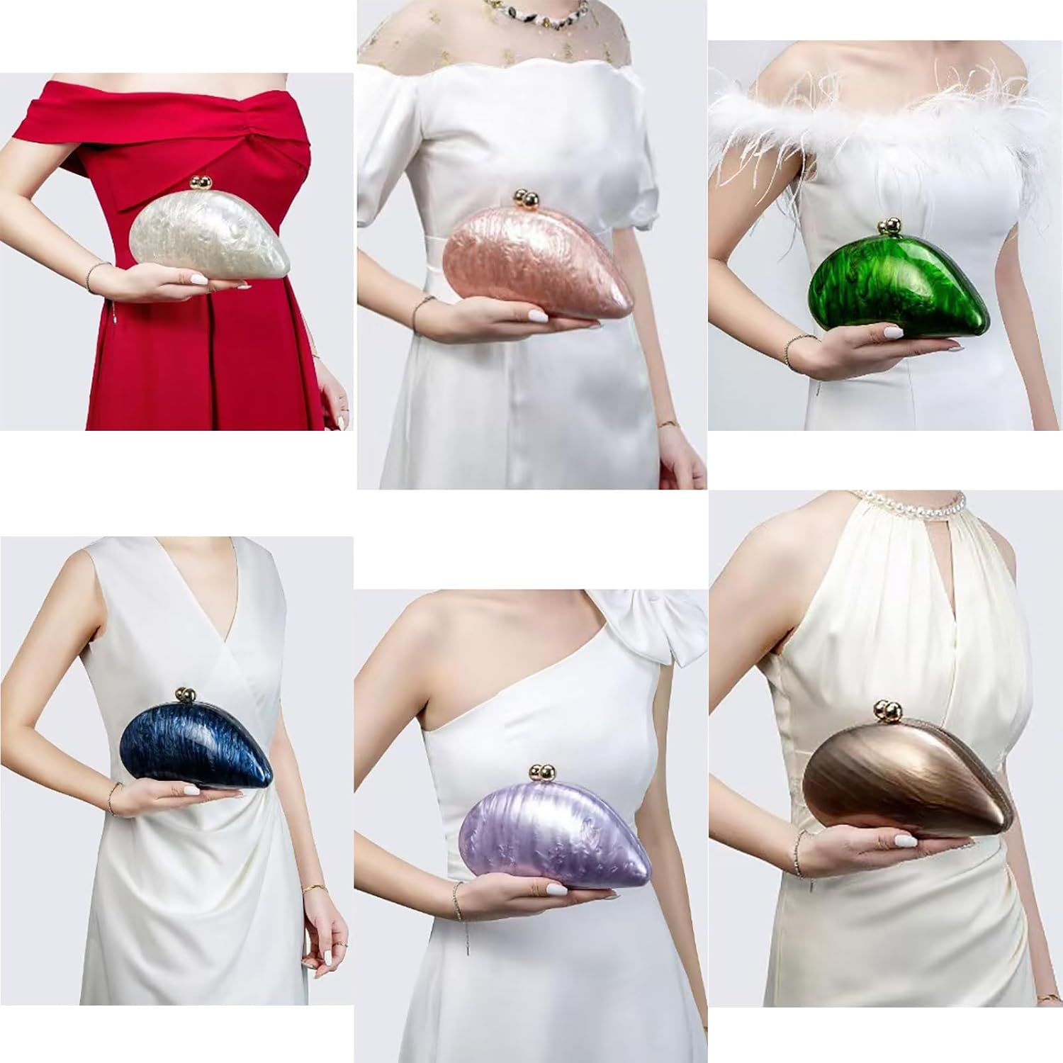 Acrylic Shell Handbag Removable Chain Crossbody Shoulder Evening Bag Clutch Purse for Women Formal Wedding Party Prom - Image 2