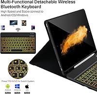 Vista 3 de Funda de teclado para iPad 9/8/7ª generación 10.2, teclado Bluetooth con retroiluminación de 7 colores, funda para iPad de 10.2 pulgadas con Negro L