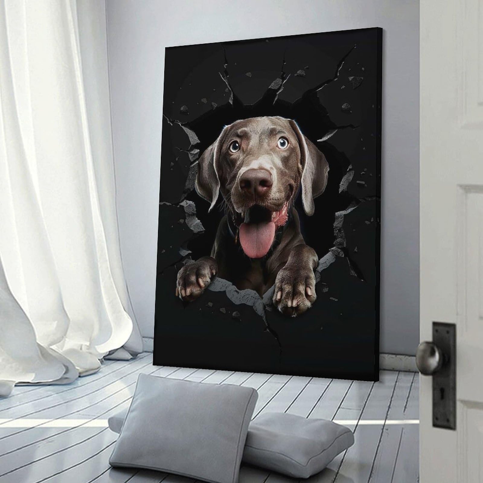 Junmoney Weimaraner Room Decor Wall Art, 24x36inch(60x90cm), for Office, Study Or Home Workspace, A Smart Decor Choice for Study Walls