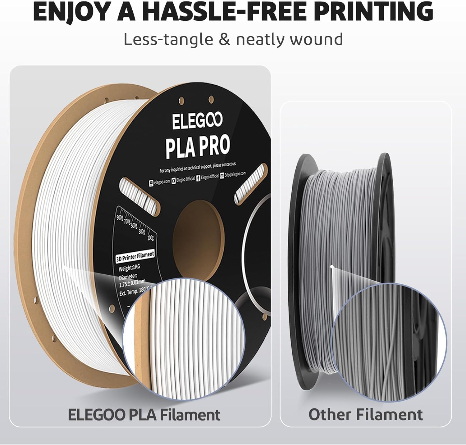 ELEGOO PLA PRO Filament 1.75mm Burgundy Red 1KG, 30-250mm/s Printing Speed Improved Rigidity 3D Printer Filament Dimensional Accuracy +/- 0.02mm, 1kg Spool (2.2lbs) - Image 4