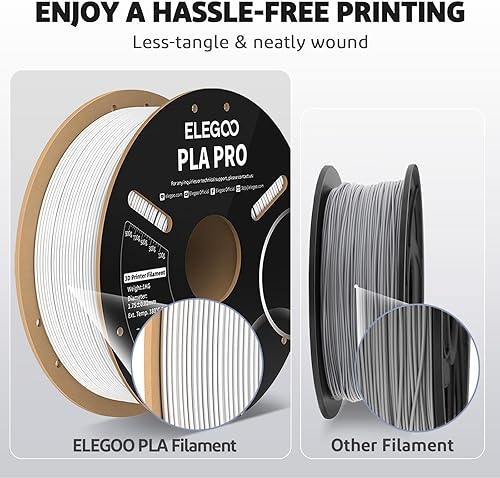 Miniatura 4 de ELEGOO Filamento PLA PRO de 0.069 in, color negro, 8.8 lbs, filamento de impresora 3D de rigidez mejorada, precisión dimensional +- 0.001 in,