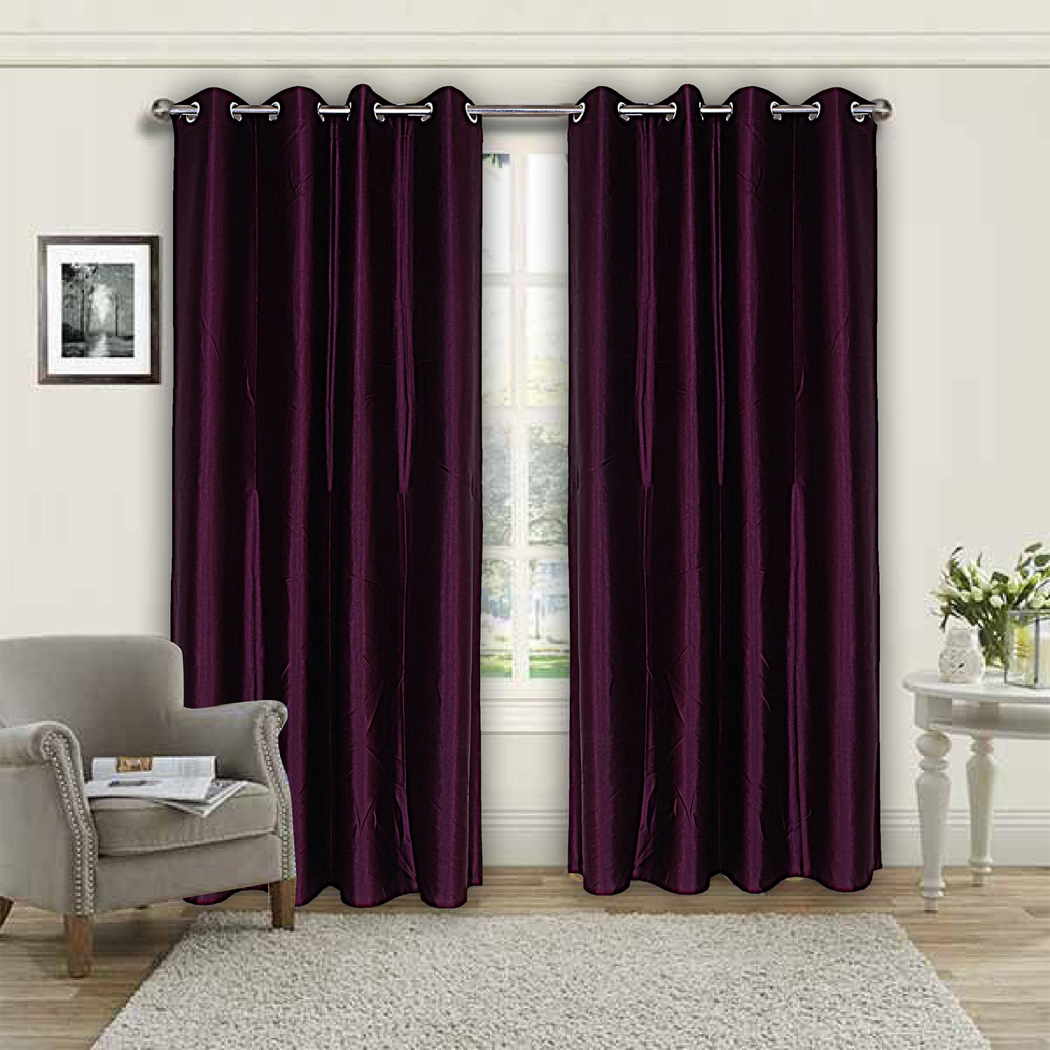Heart Home 7 Feet Door Curtain|Plain Curtains with Eyelet for living room Bedroom|Faux Silk Room Darkening Door Curtains 4x7 feet|Set of 2 (Purple) (B0BL3K35M4) Amazon Price History, Amazon Price Tracker