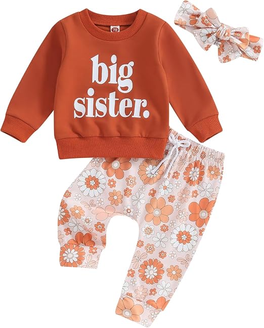 Ensemble Vêtements Bébé Fille - Haut Tricot Côtelé Manches Longues + Pantalon Bretelles Floral