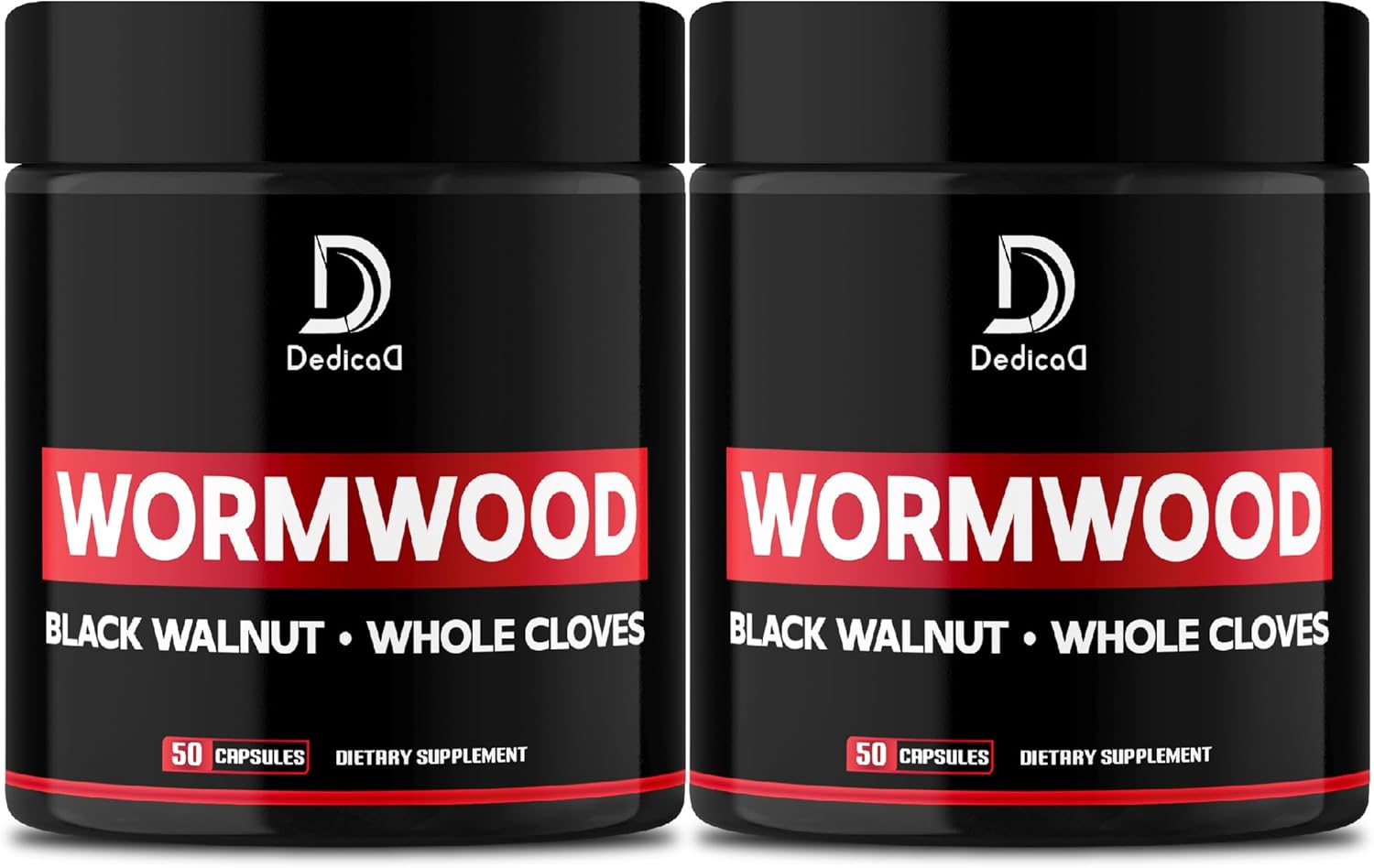 Wormwood Capsules - 12 Herbs Blended Black Walnut, Cloves, Ginger, Turmeric, Cinnamon, Apple, Quassia - 2 Packs 50 Capsules