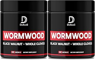 Wormwood Capsules - 12 Herbs Blended Black Walnut, Cloves, Ginger, Turmeric, Cinnamon, Apple, Quassia - 2 Packs 50 Capsules