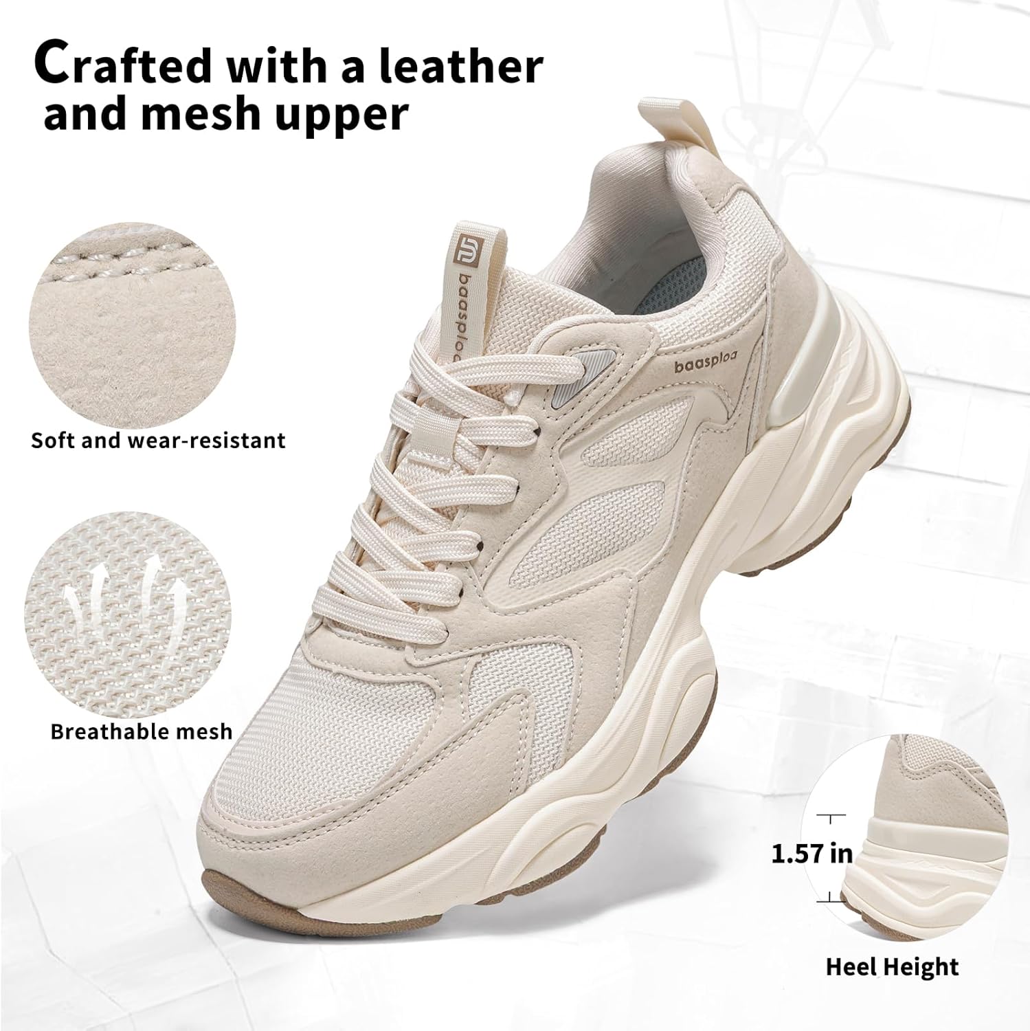 BAASPLOA Women's Casual Fashion Sneakers Lightweight Walking Shoes for Women Workout Gym Sneakers Non Slip Breathable Mesh Tennis Shoes Chunky Retro Dad Shoes
