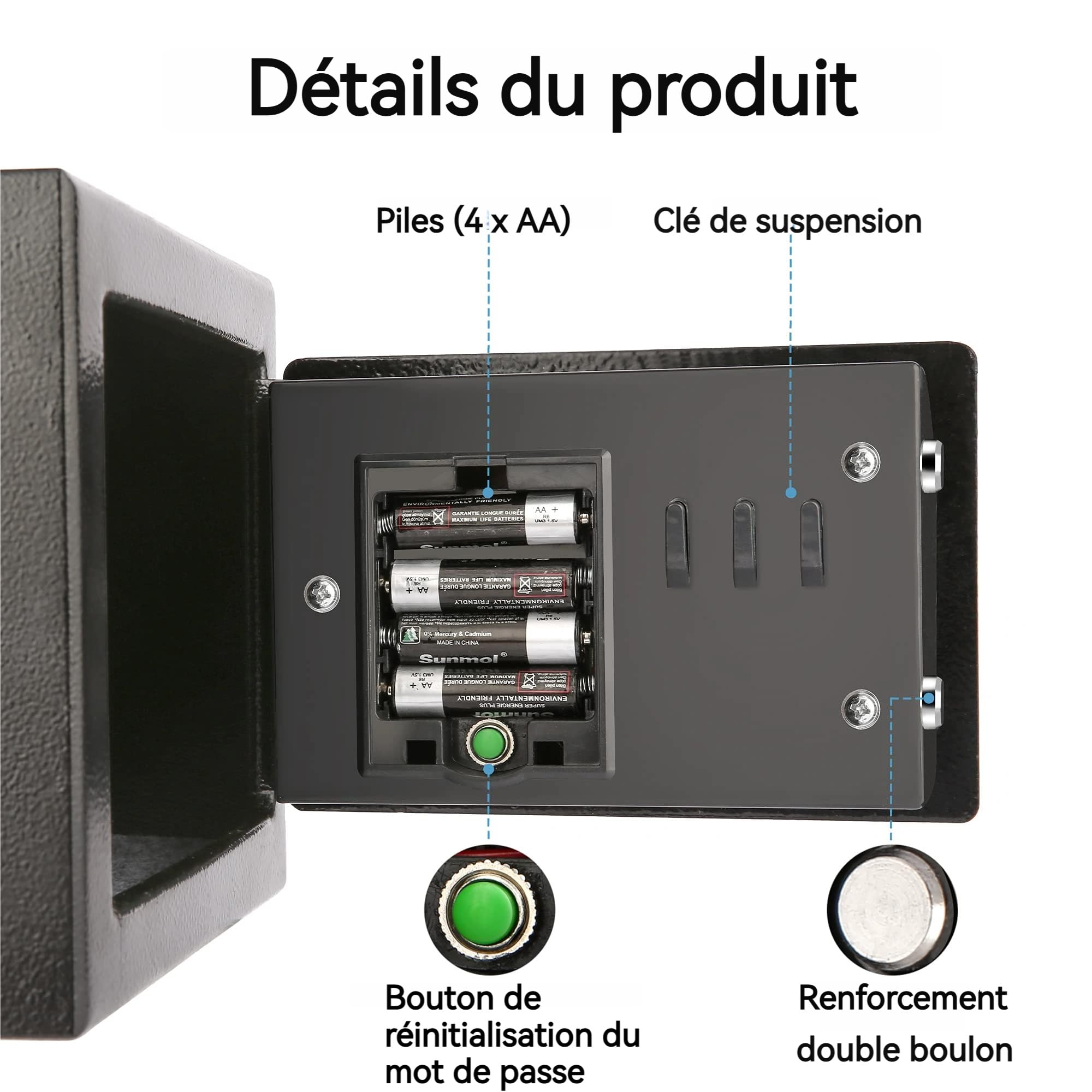 6,5L Coffre Compact Ignifuge et Étanche – Coffre-fort Électronique pour Armoire avec Double Boulons en Acier, Revêtement en Velours et Clés d'Urgence, 23 x 17 x 17 cm