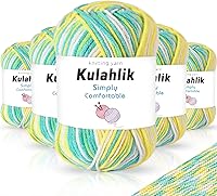 Vista 90 de 250g (5x50g) de hilo acrílico para crochet/tejido, hilo de gradiente de colores, 5 rollos de madejas, perfecto para cualquier proyecto de mini