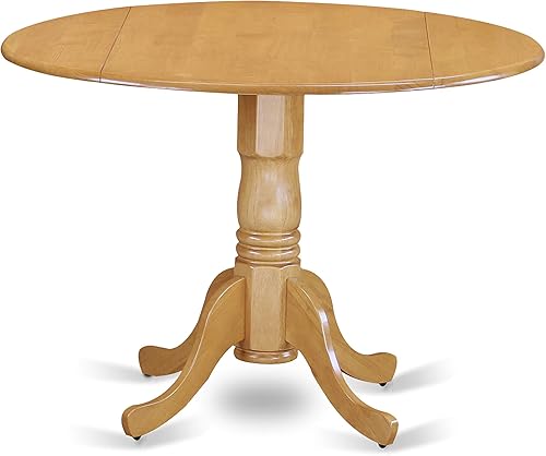 Miniatura 4 de East West Furniture DLGR5-OAK-W - Juego de mesa de comedor moderno de 5 piezas, incluye una mesa redonda de madera con gotas y 4 sillas de comedor