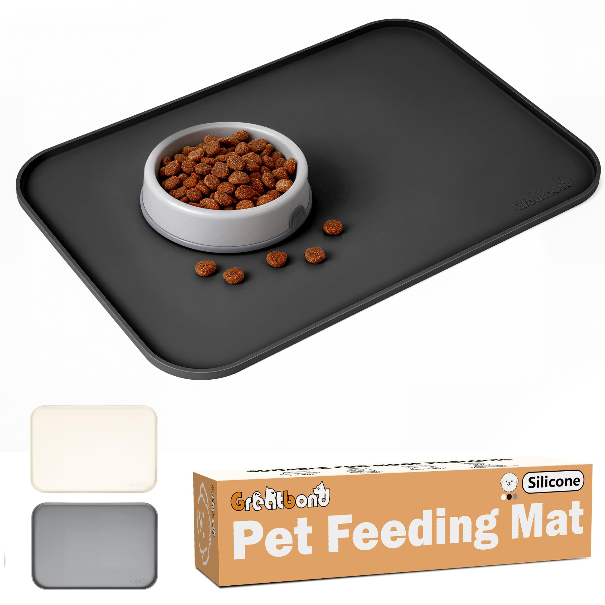 Tapis d'alimentation en silicone 100 % imperméable, résistant à la déformation, bord surélevé sans BPA, set de table antidérapant avec rebord haut pour éviter les déversements, passe au