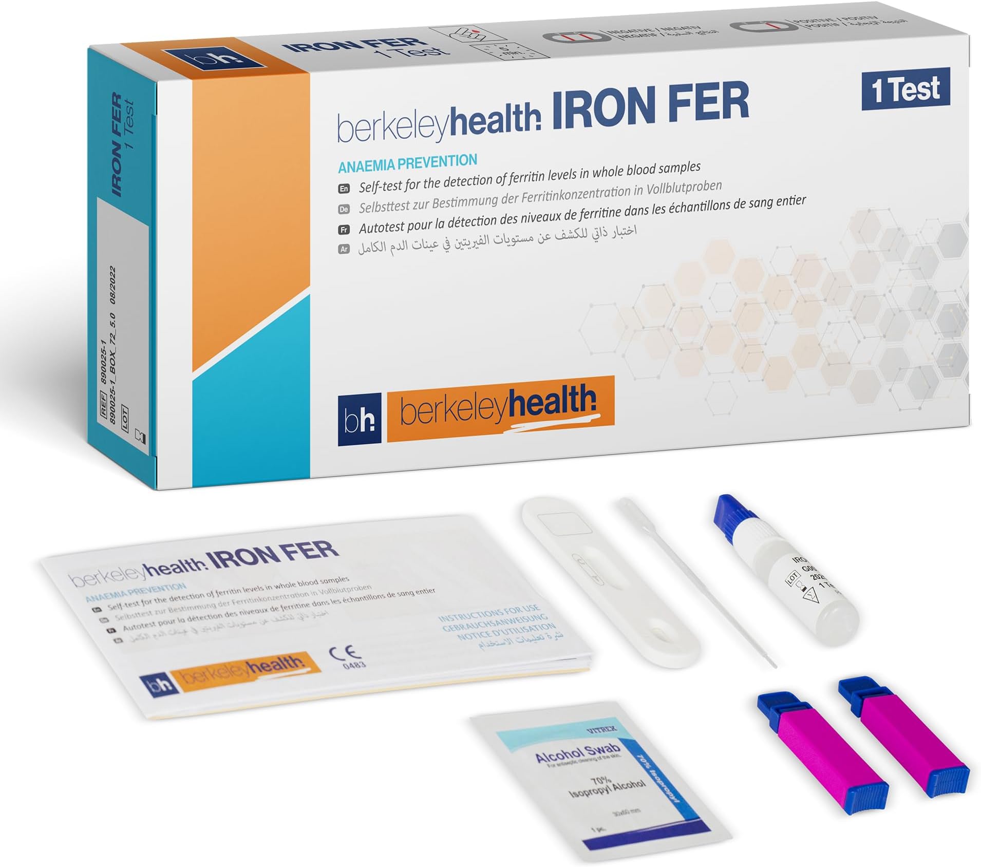 Ferritin Rapid Test Cassette by Berkeley Health (Easy Check) - Iron Level Self Test for Home Use, Clear Results in Minutes - 1 Pack