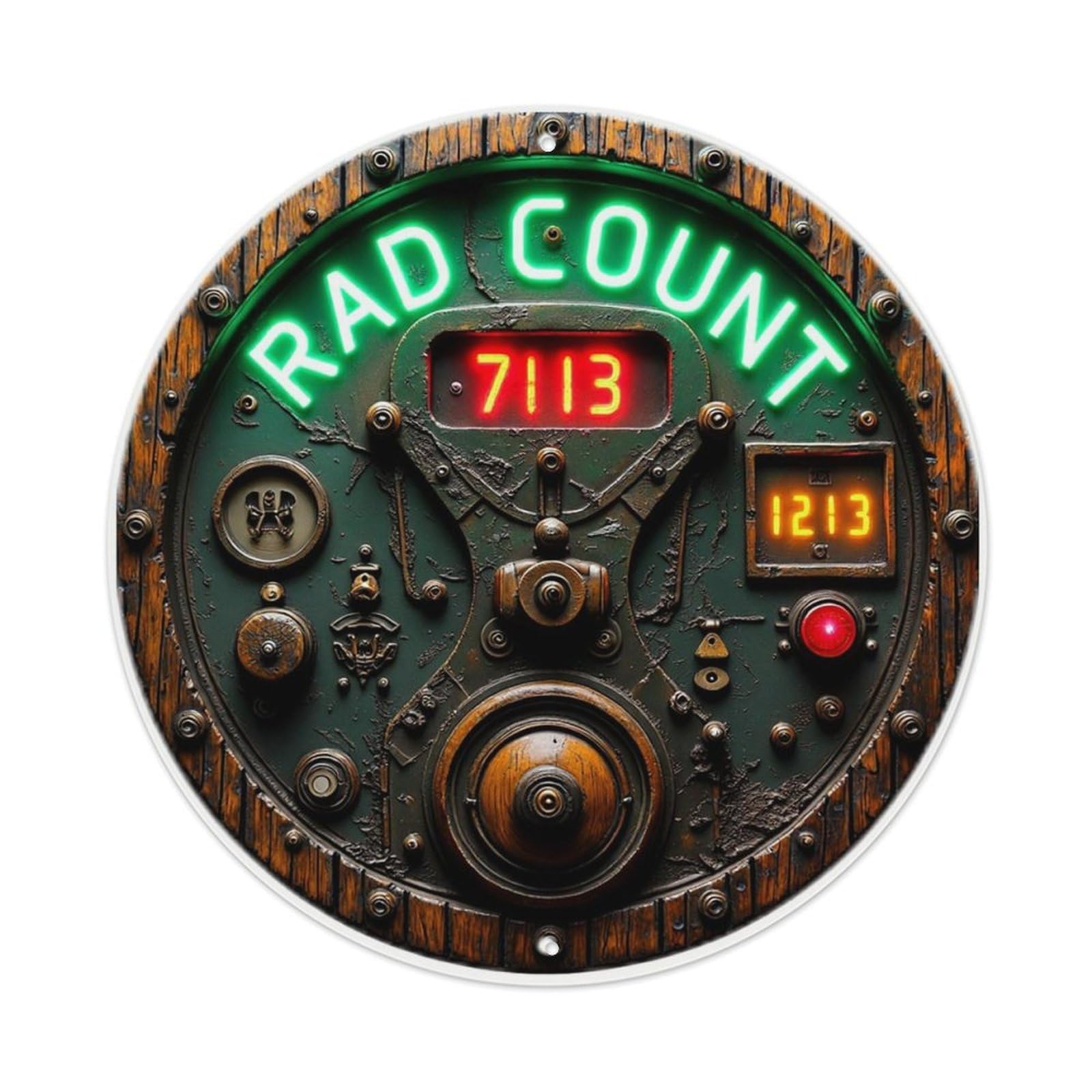 Jdyansheng Vintage Rad Count Steampunk Gauge Design Tin Sign Metal Poster Metal Signs For Home Man Cave Bar Cafe Kitchen Laundry Room Wall Decorations 8X8 Inches
