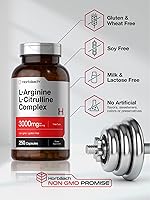 Vista 4 de Horbäach L-Arginina L-Citrulina Complejo 3000mg 250 Cápsulas Suplemento sin OMG, sin gluten