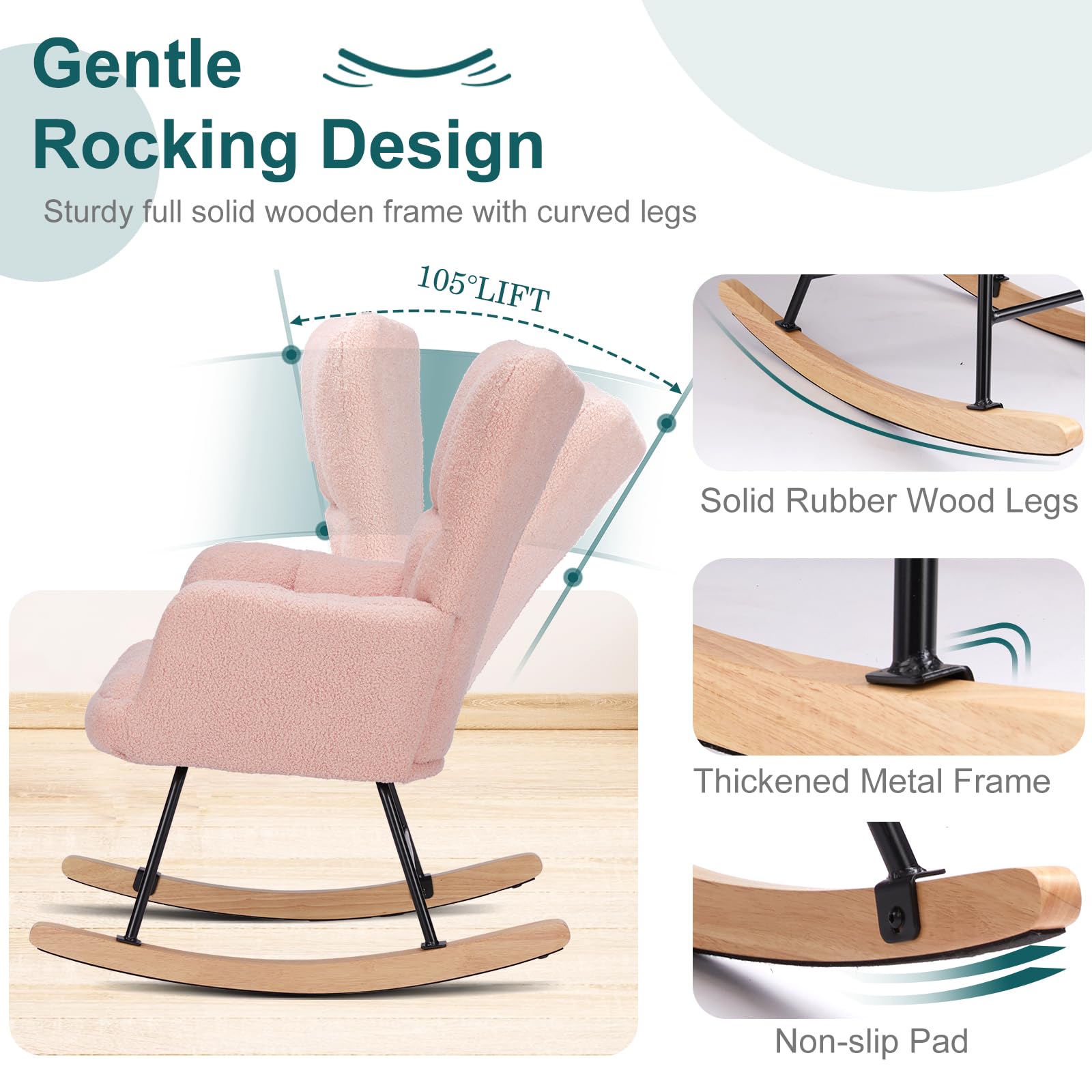 Teddy Fabric Rocking Chair High Back Teddy Fabric Glider Rocking Chair ...