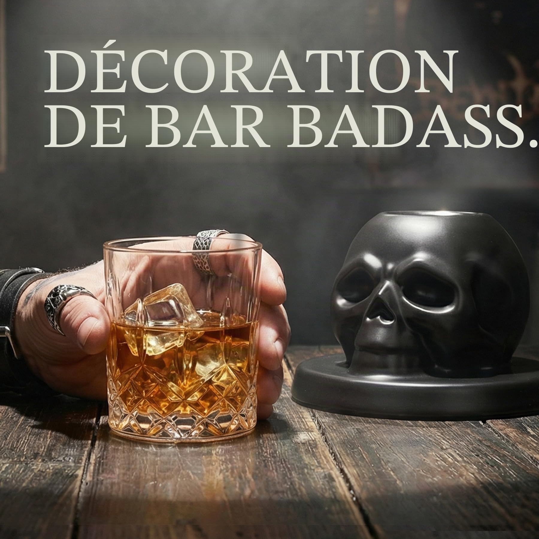 Kit de fumoir à whisky avec torche – Crâne en céramique à l'ancienne, fumoir pour bourbon et cocktail – Cadeaux de Saint-Valentin uniques pour homme, mari, petit ami et lui – Accessoires de bar cool