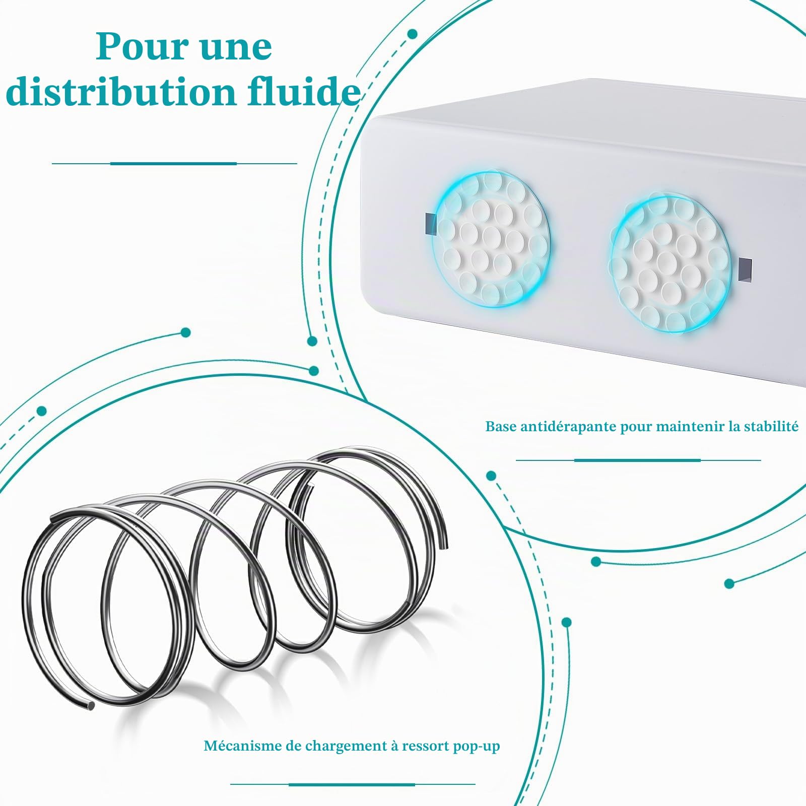 Distributeur de Serviettes Papier de Comptoir, Grande Capacité – pour Serviettes Z/C/Multi Pli, avec Base Anti-Dérapante (300 Feuilles, Blanc) pour Cuisine, Restaurant, Bureau Blanc