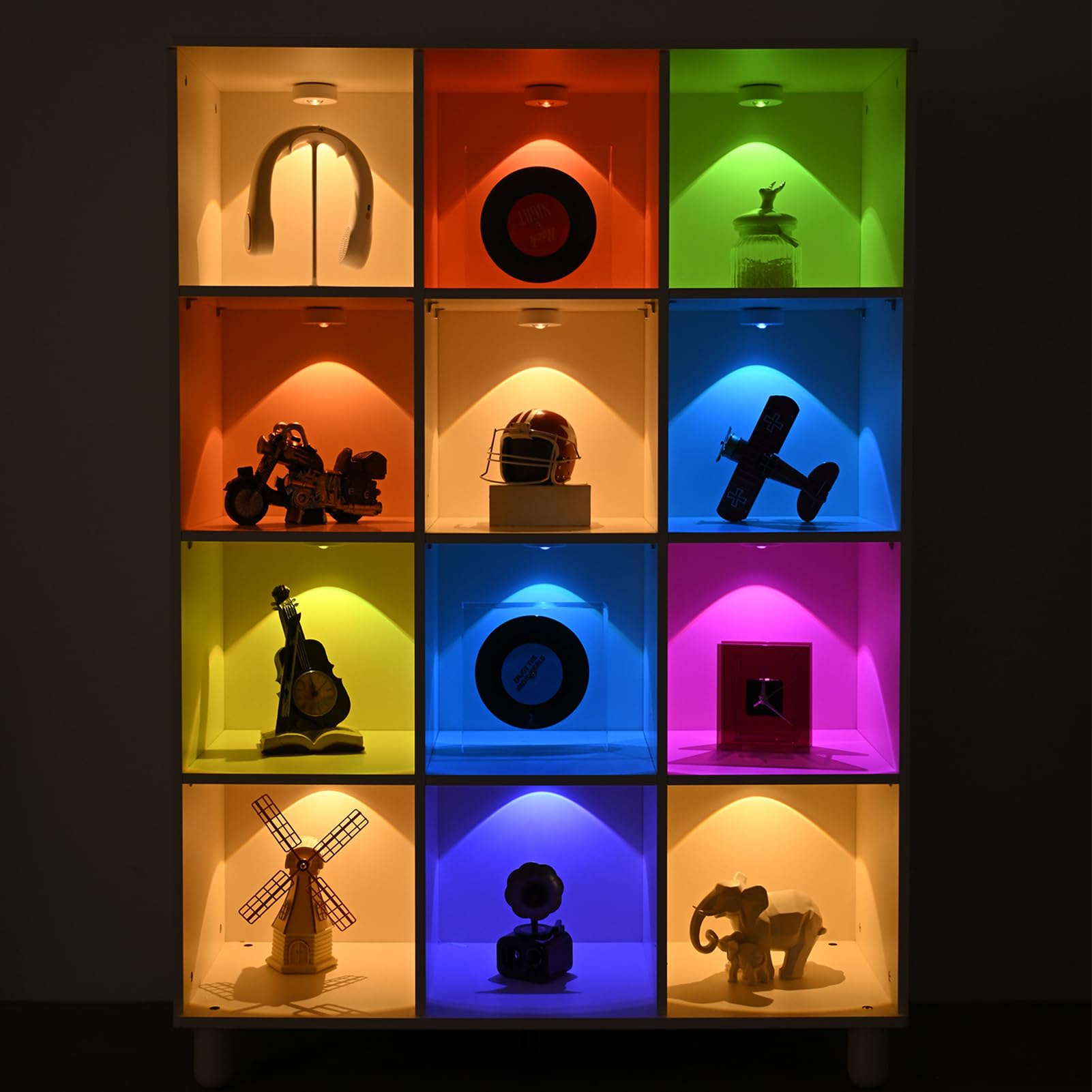 Yuewilai LED Closet Lights Wireless Puck Light, Color Changing Under Cabinet Light with Dimmer and Timer, USB Rechargeable Puck Lights Magnet Stick On Lights for Kitchen Cabinets Closets (3 Pack)