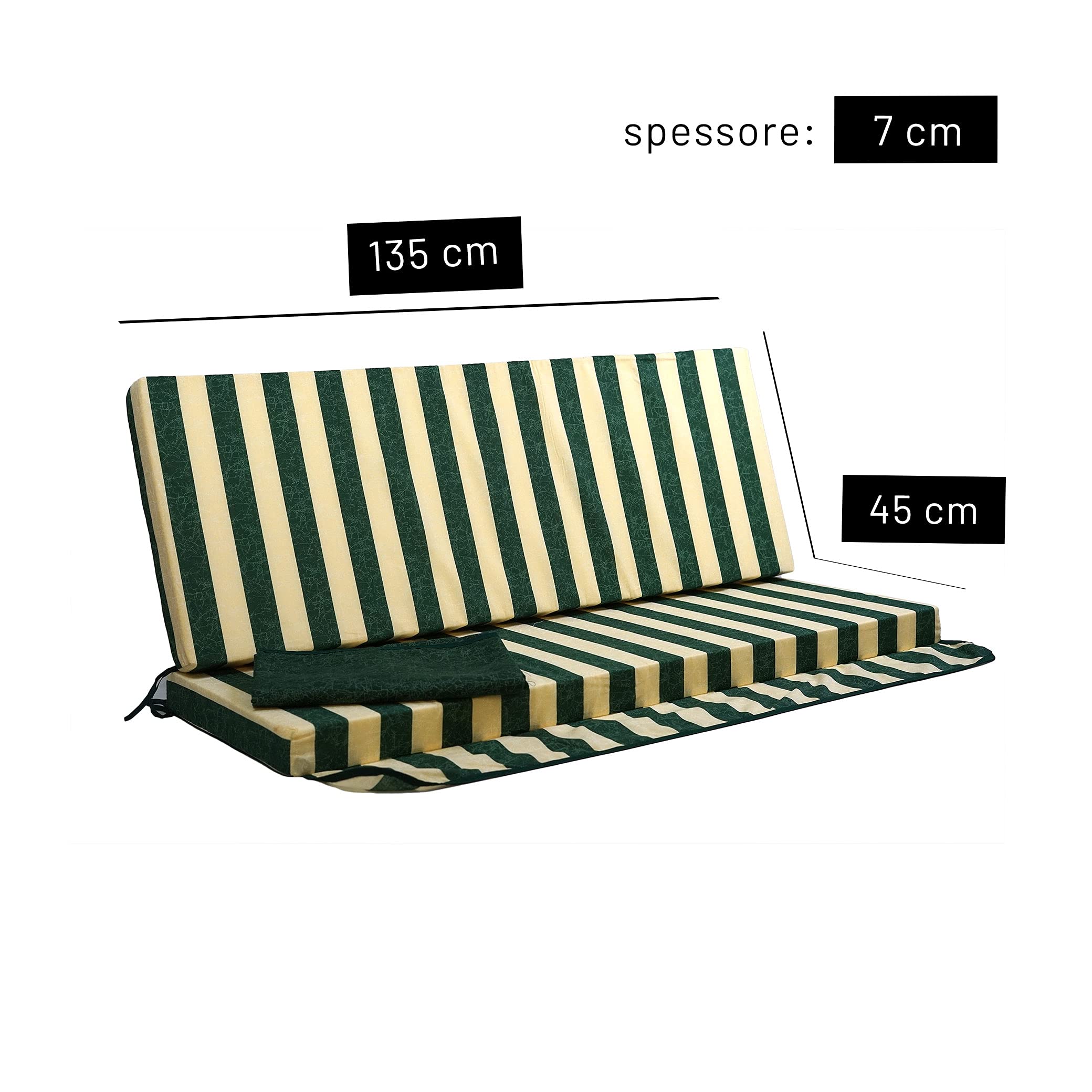 TECNOCUCI Cojín desenfundable para balancín de 3 plazas – 100% Fabricado en Italia – Ideal para Exteriores (Jardines y Patios)